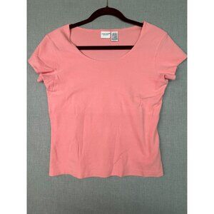 Hunt Club Stretch Women's Pink Scoop Neck Short Sleeve Shirt Medium USED
